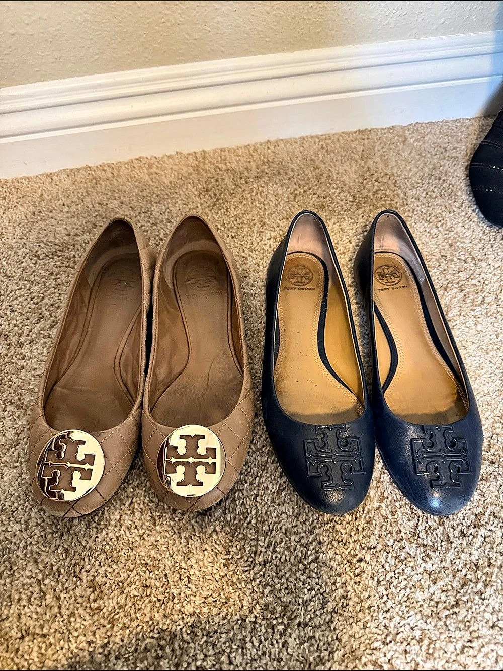 Tory Burch Logo Flats 2-Pair Bundle Brown & Blue